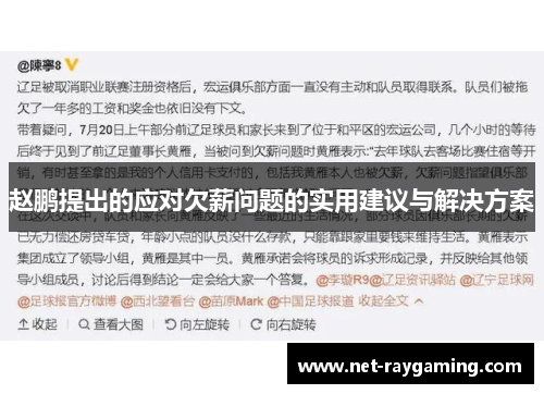 赵鹏提出的应对欠薪问题的实用建议与解决方案